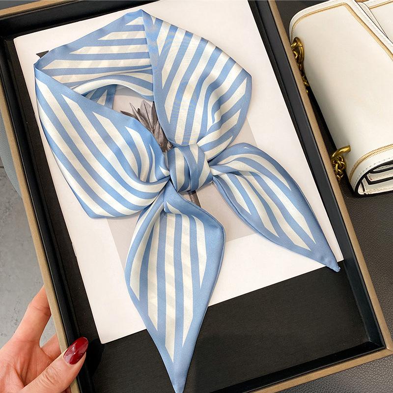 New Striped Fashion Silk Ribbon Spring/Summer Versatile Scarf Long Women's Twill Neckerchief Soft Satin Headband