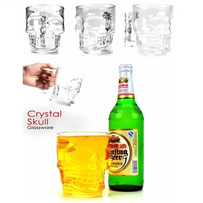 Classcial Pirate partner beer cup crystal glass Creative skull face bone with handle drinking wine Vodka Essential Bar KTV
