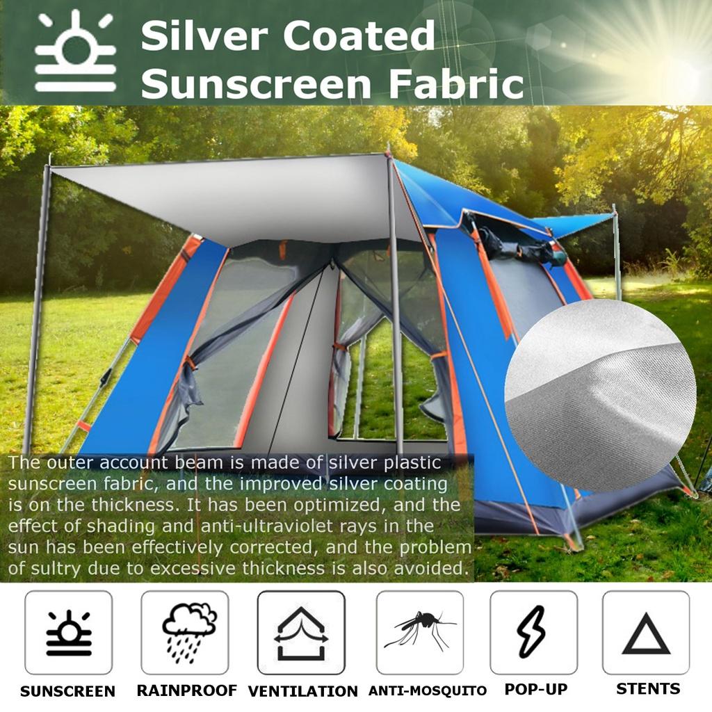 Большая палатка на 3-6 человек, быстрая установка, семейная палатка, водонепроницаемая уличная водонепроницаемая складная палатка для кемпинга и пешего туризма, двухслойные семейные палатки