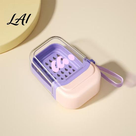 Compact Soap Container Box with Sealed Closure Quick-Lock Lid Draining Tray Double Quick-lock Lid Layer Design Lightweight Container for