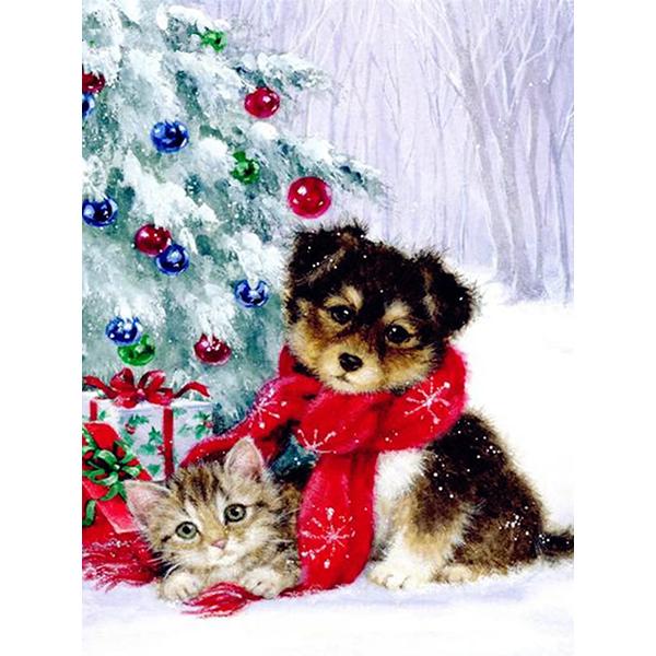 5D алмазная живопись животное кошка Алмазная вышивка Рождественский кот вышивка крестиком горный хрусталь картина мозаика набор Рождественский домашний декор