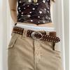 Retro Suede Rivet Belt Luxury Design Punk Waistband Business Waist Belt  Paired with Skirts Jeans