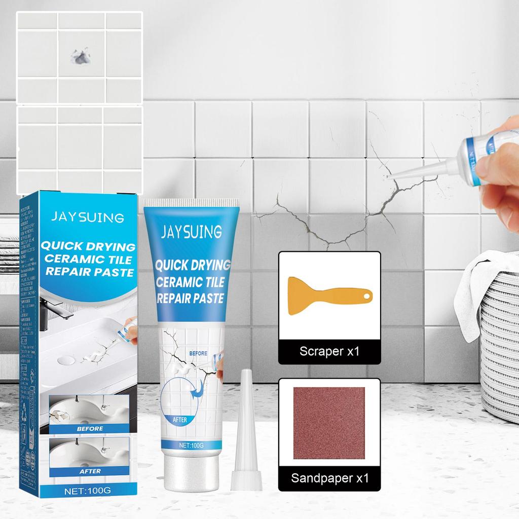 Jaysuing Водостойкий керамический клей для ремонта плитки, ванн и раковин - Устойчивый к плесени и эффективный на фарфоровых трещинах, отверстиях и царапинах