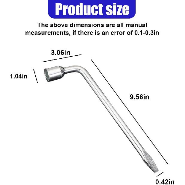 19mm Car Spare Tire Lug Wrench, L Type Automotive Tire Replacement Tool with Hexagon Slotted End, Universal Steel Vehicle Socket Repair Accessories