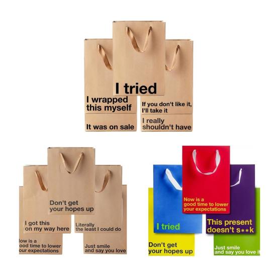 5 шт. Пакет с квадратным дном среднего размера из плотной бумаги, подарочные пакеты с ручками, Рождество, офисные вечеринки, пакет для подарков