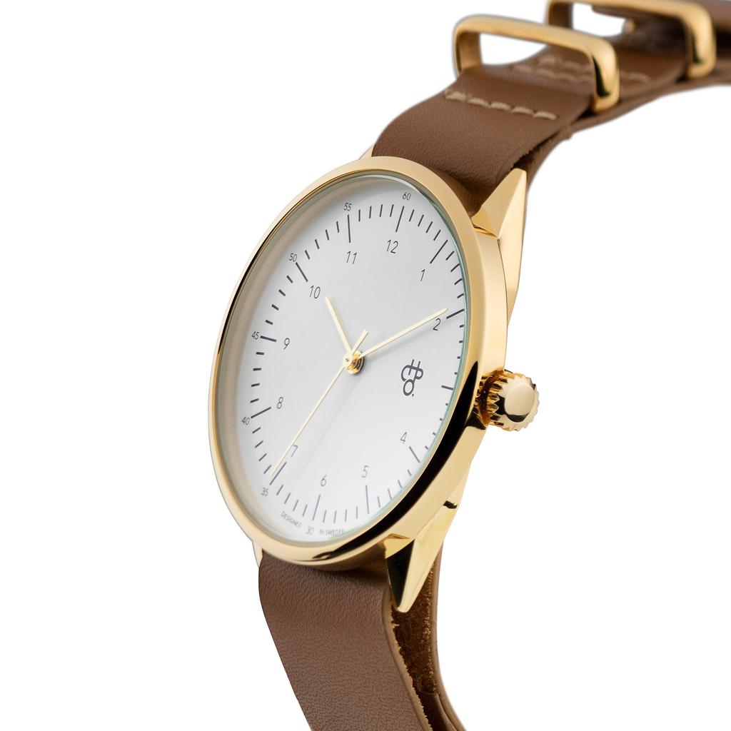 Наручные часы ДЕШЕВО Harold Gold Импорт (Золотой/Белый/Коричневый) [Обычный продукт]