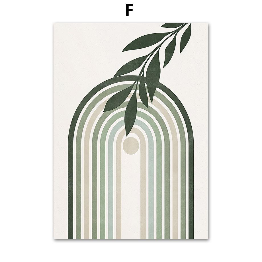 Абстрактное зеленое растение, плакат и линия печати, богемная луна, настенное искусство, мудрец, холст, картина, скандинавская настенная картина, украшение для гостиной