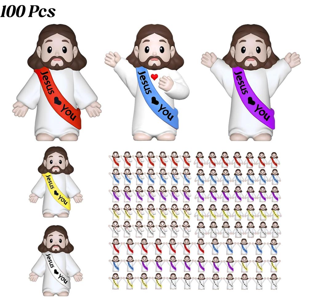 30-200Pcs Little Jesus Figures Jesus Loves You Figures Baby Jesus Figure Mini Jesus Bulk for Religious Gifts Easter Egg Fillers