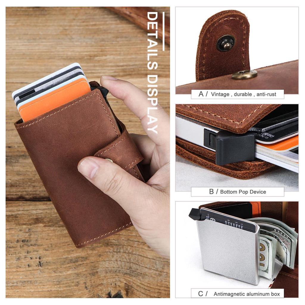 CONTACT'S Men Wallet Credit Card Holder RFID Blocking Aluminium Box for Men Automatic Pop Up Card Case