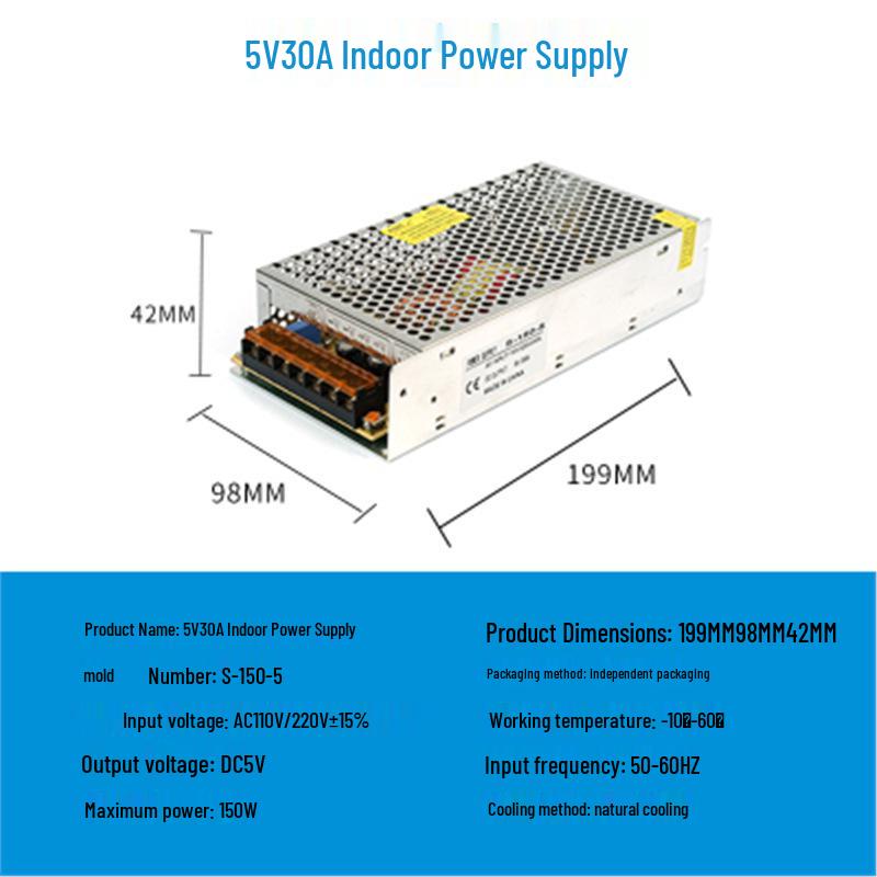220V to 24V/12V/5V DC LED Power Supply Transformer for LED Strips, 2A/5A/10A/15A/20A