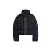 Colorblock Striped Loose-Fit Stand Collar Down Jacket Women Outerwear Black HM2627