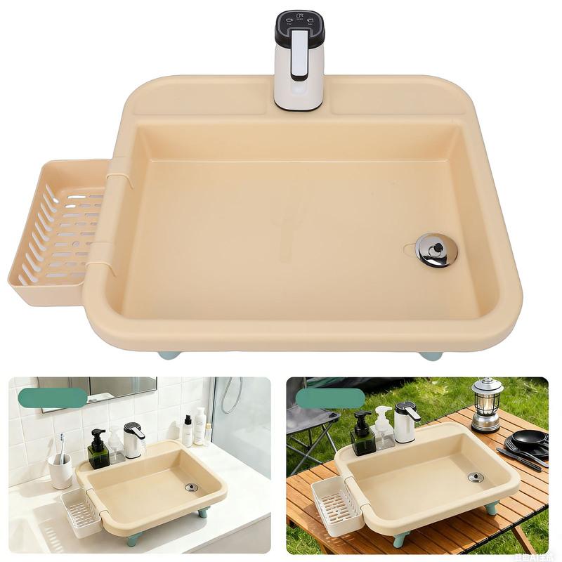 Portable Sink with Electric Water Pump Easy Setup Mobile Hand Wash Station for Outdoor Dishwashing Camping