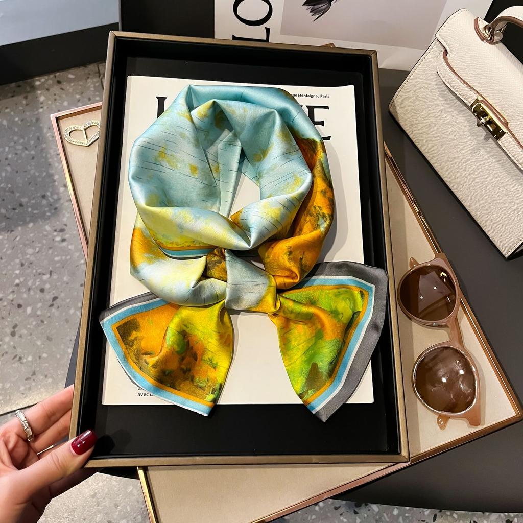 Luxury Summer Long Silk Scarf Female Animal Horse Print Thin Narrow Scarf Bag Hair Band Ribbon Scarfs Women Neckerchief