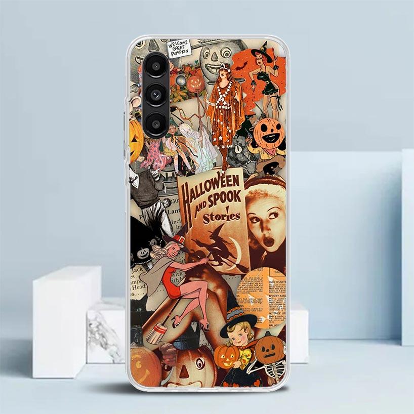 Хэллоуин Осеннее Искусство Кот-Ведьма Чехол для Телефона Для Samsung Galaxy A17 A37 A57 A16 A15 A14 A13 A56 A55 A54 A53 A36 A35 A34 A33 A26 A25 A