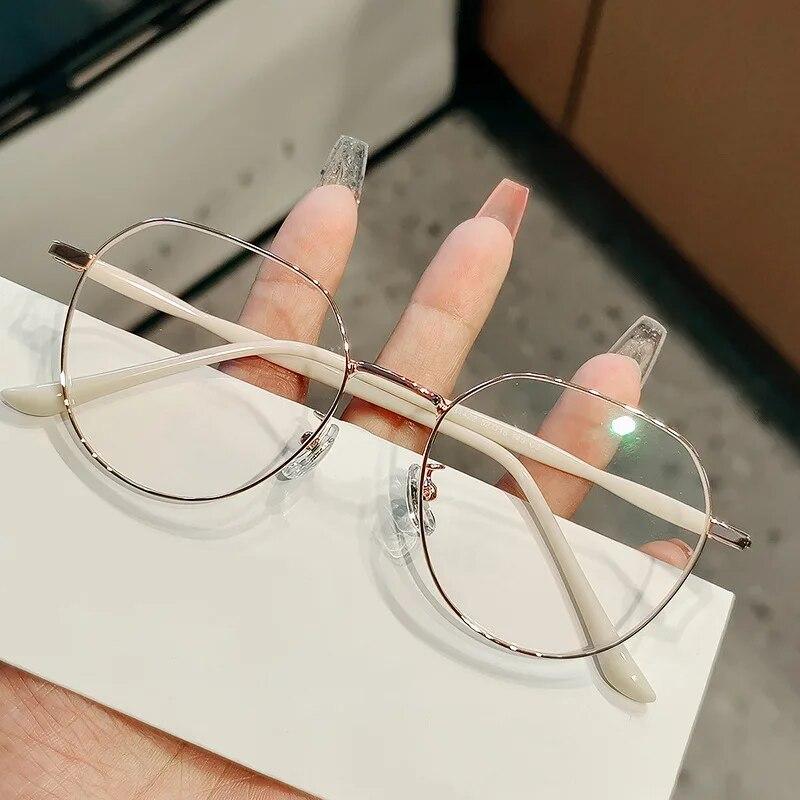 Высококачественные очки для близорукости в металлической оправе, модные антисиние очки с минусом диоптрий, женские сверхлегкие круглые компьютерные очки