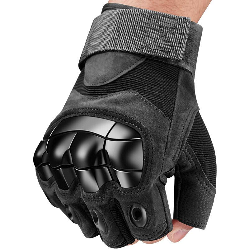 Move Iron Tactical Half-Finger Gloves, Outdoor Combat Cycling Sports Hard Shell Protective Motorcycle Electric Bike Gloves, Upgraded Versio