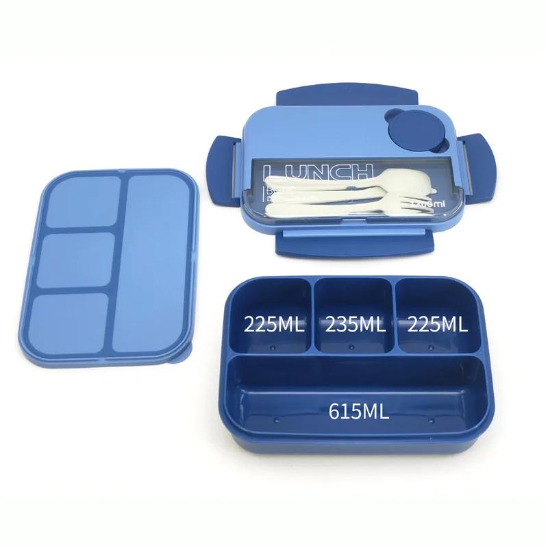 1300 мл Ланч-бокс с отделениями Портативный Герметичный Ланч-бокс для микроволновой печи Бенто с ложкой и вилкой Контейнеры для еды для студентов и офисных работников
