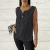 Women Vest Sleeveless Button Decoration Casual Tank Tops Solid Color Cotton Linen Lightweight