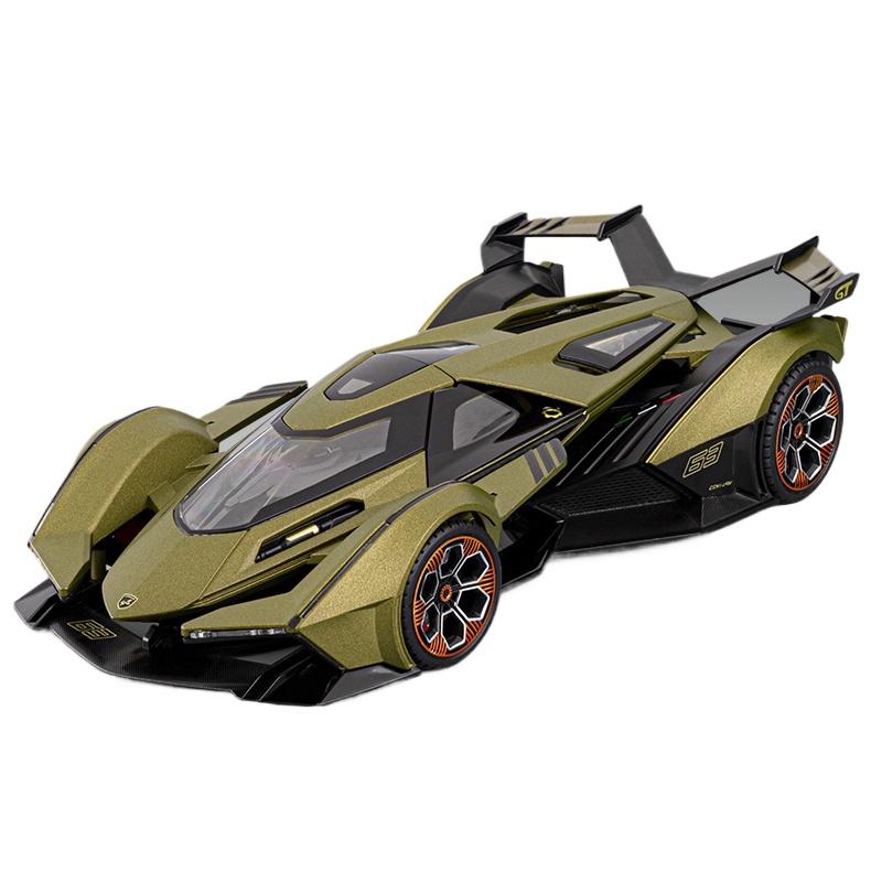 1/18 Lamborghini Vision Gran Turismo V12 GT Суперкар Сплав Модель автомобиля Звук и свет Инерционный Детская игрушка Коллекционные предметы Подарок на день рождения