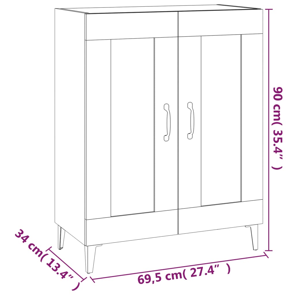 Sideboard Smoked Oak 69.5 x 34 x 90 cm Wood Based Panel