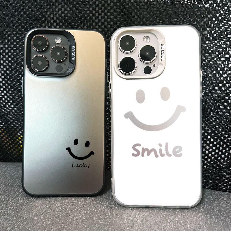 Милый мультяшный смайлик Чехол для телефона для IPhone 11 12 13 Mini Pro Max 14 15 Pro Max Plus Ударопрочный Матовый Лазерный Задний Чехол Fundas