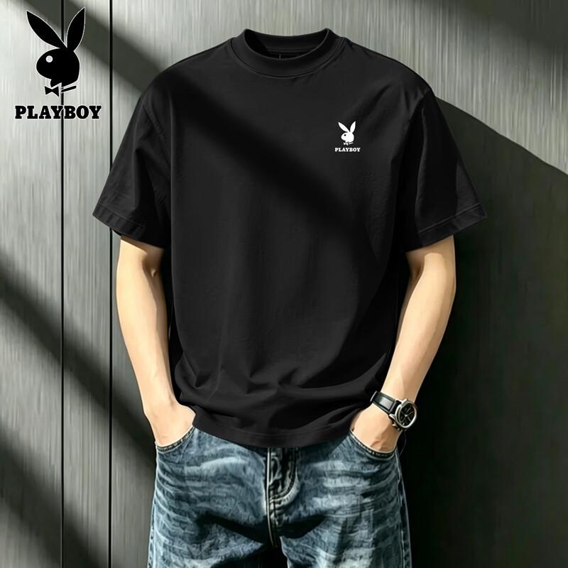 PLAYBOY Мужская летняя футболка с коротким рукавом из чистого хлопка 2026