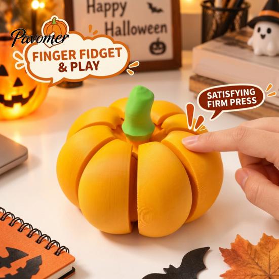 Pumpkin Fidget Toy 3D Printed Clicker, Stress Relief Clicky Toy, Sensory Tool Mini Finger Halloween Thanksgiving Harvest Holiday Gift Adults Kids
