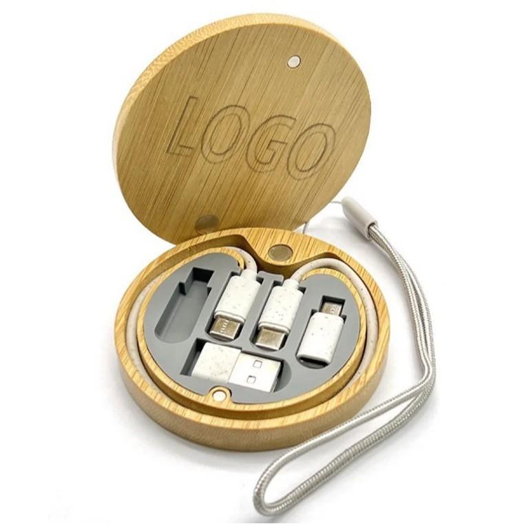 Multi-Functional 6-in-1 TPE Data Cable with Mini USB/Micro USB/Type-C Connectors Eco-Friendly Straw Material 15W Fast Charging