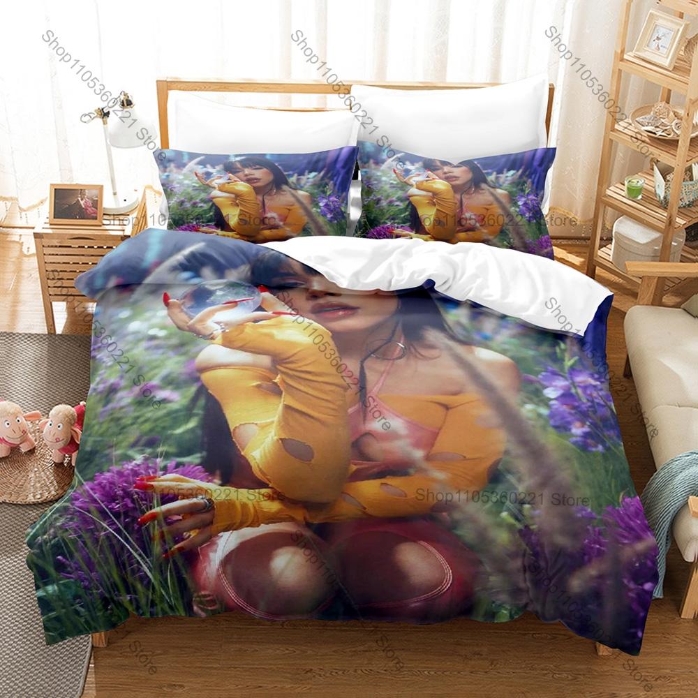 Mexican Latin Pop Singer Kenia OS K23 Studio Album Futuristic Cyber Cover Collage Bedding Set 1 Duvet Cover + 2 Pillowcases