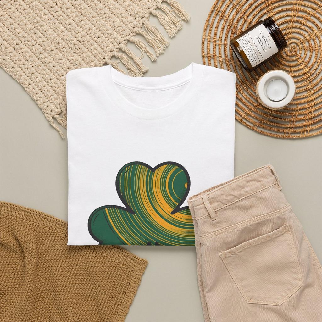 Shamrock Illustration Shirt St Patrick's Day Charm Gift Women Vintage Tee