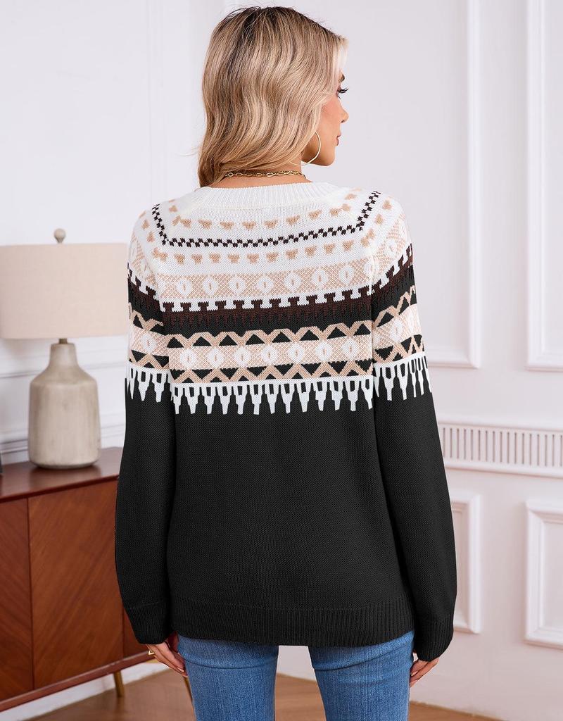 Большой Экспортный Свитер с Геометрическим Узором в Стиле Fair Isle