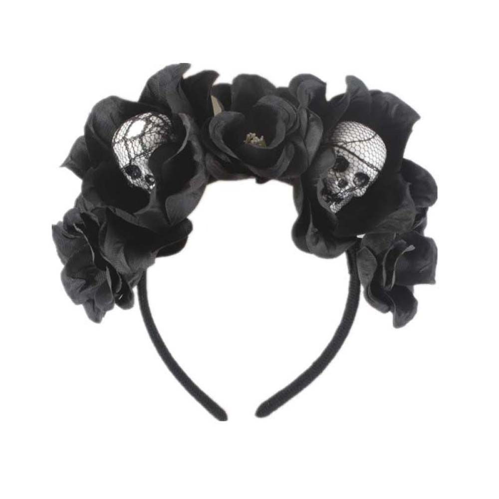 Rose Flower Crown Halloween Skull Hair Hoop Halloween Flower Hairbands Kids/Children