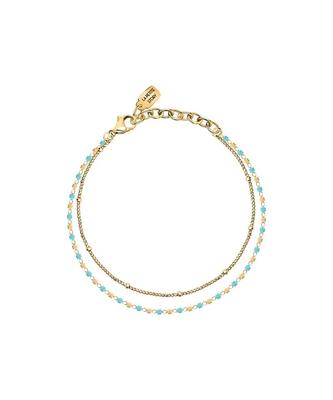 Стальной браслет золотистого тона с синими и золотистыми бусинами LPS05ARR96 для женщин