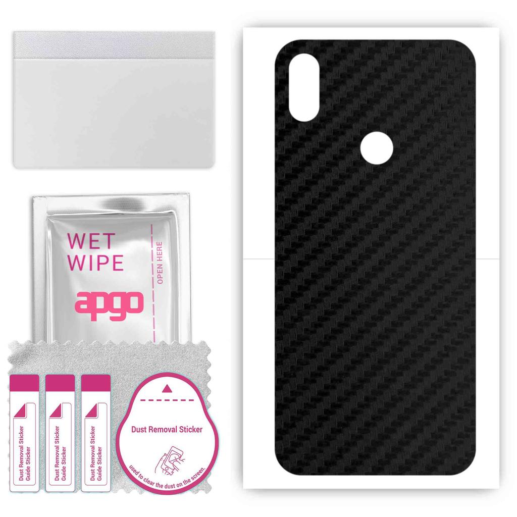 apgo Protective Skin Sticker for the Back Compatible with Doogee X80, Wrap Film, Foil, Vinyl - Pattern Carbon Black