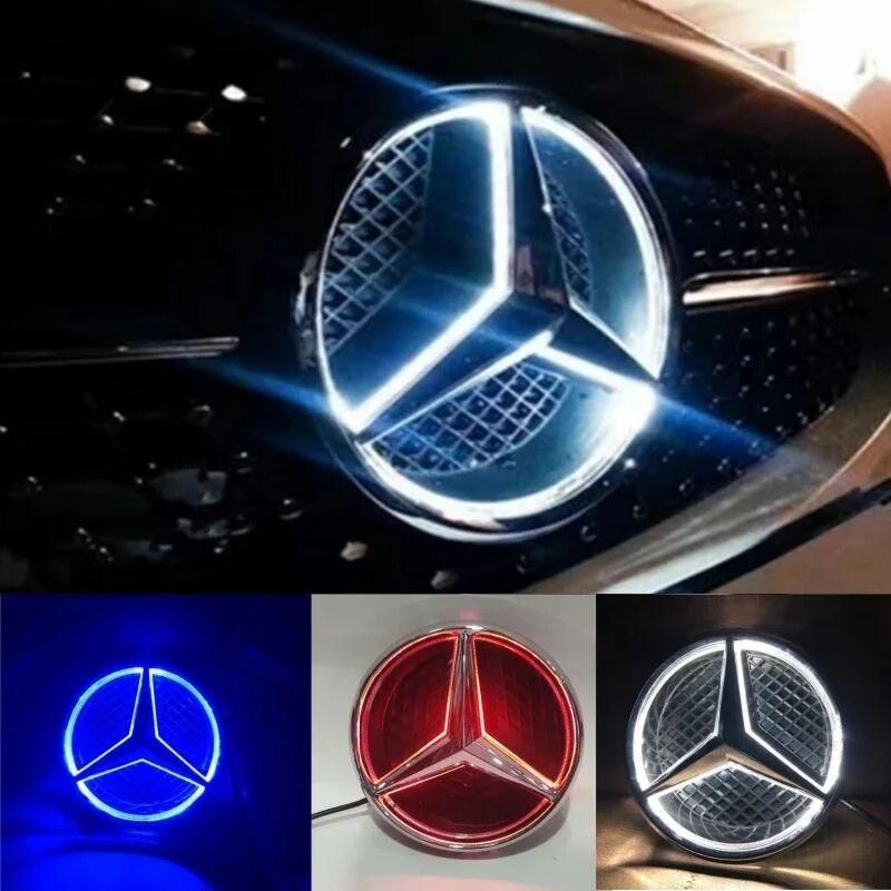 thvjz10 2025 Hot White Blue Red Light Car Front Grilled Star Emblem LED Illuminated Logo for Mercedes Benz W205 W212 W213 W204 W166 CLA
