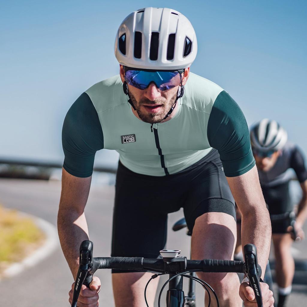 Cycling Short Thin Cycling Back Road Quick Blue XL [Santic] Men's Jersey, Sleeve, Spring/Summer, Wear, Pocket, Bicycle, Bike, Breathable, Drying,