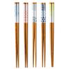 Wakasa Lacquer Set of for Made of Made In Product Number 265090 Chopsticks, Non-Slip, 22.5cm, 5, Guests, Bamboo, Clank-Clunk Style, Japan,