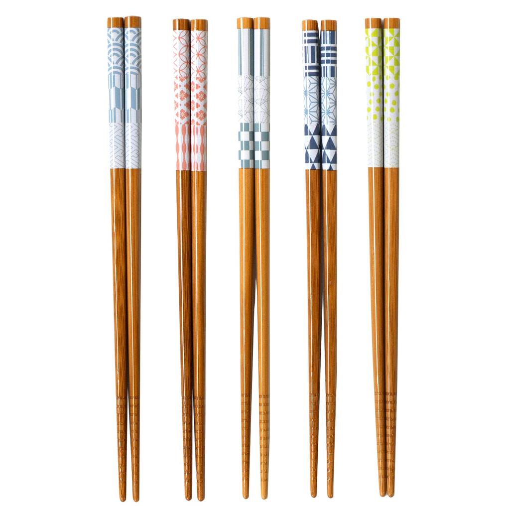 Wakasa Lacquer Set of for Made of Made In Product Number 265090 Chopsticks, Non-Slip, 22.5cm, 5, Guests, Bamboo, Clank-Clunk Style, Japan,