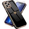 Protective Case - PROSHOP - for iPhone 13 Pro - Black - Heart Pattern - Shockproof TPU
