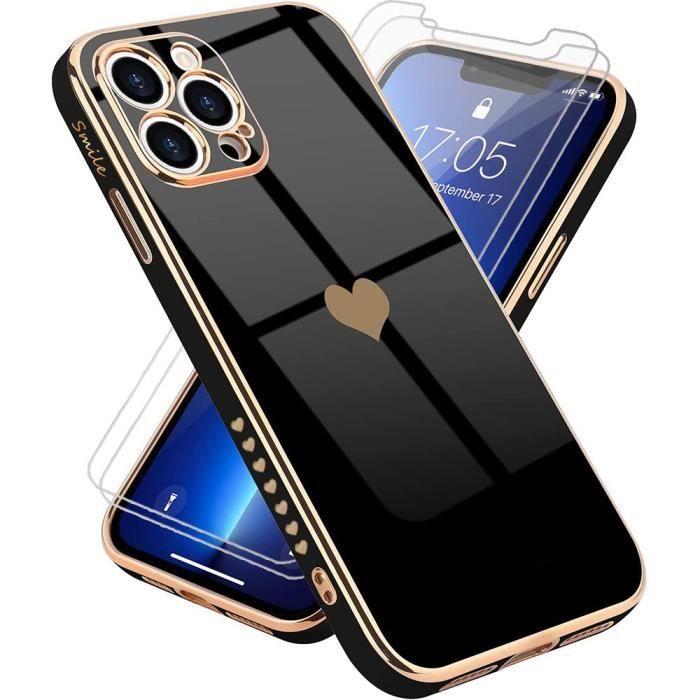 Protective Case - PROSHOP - for iPhone 13 Pro - Black - Heart Pattern - Shockproof TPU