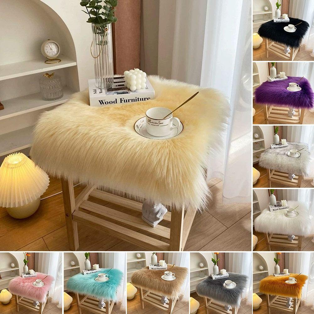 45*45cm Display Dressing Table Mat Fluffy Shaggy Fur Rugs Sofa Pillow Cushion Seat Cushion Pad