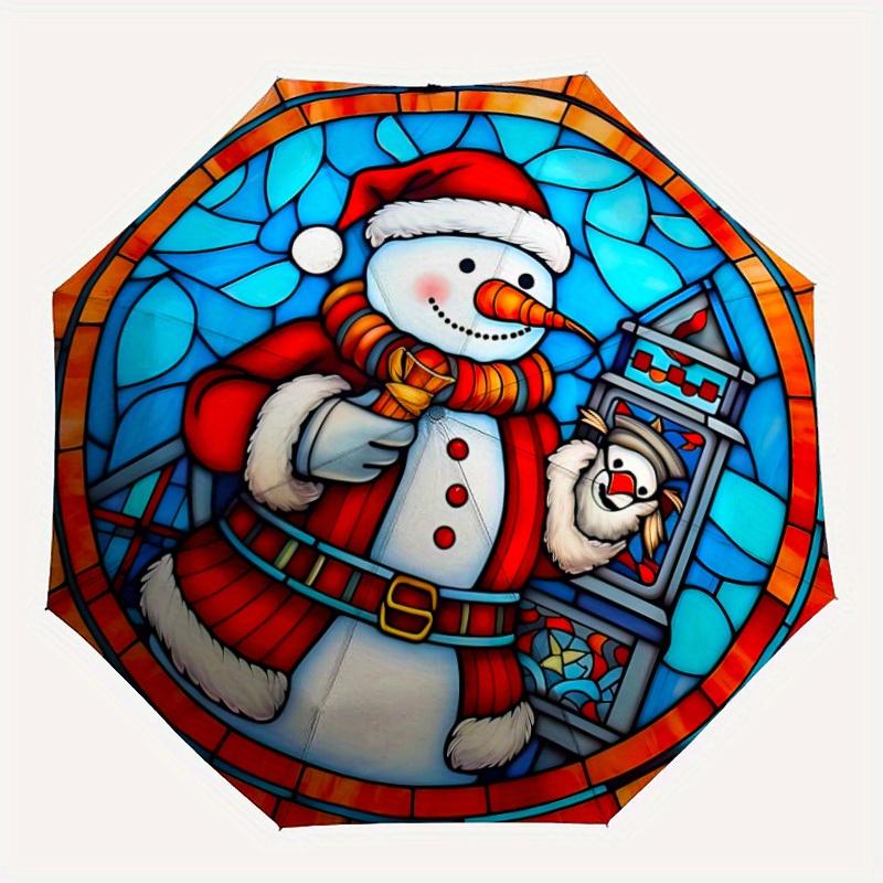 1pc Snowman Pattern Automatic Opening/Closing Folding Umbrella with 20 Ribs, Plastic Handle, Windproof Portable Sunshade Umbrella y250726060