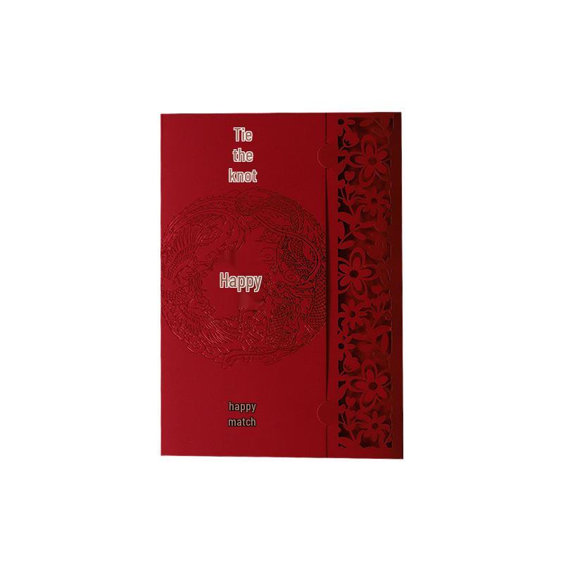 Personalized 2025 Wedding Invitation Card: Custom Engraved Dragon & Phoenix Cutout Design