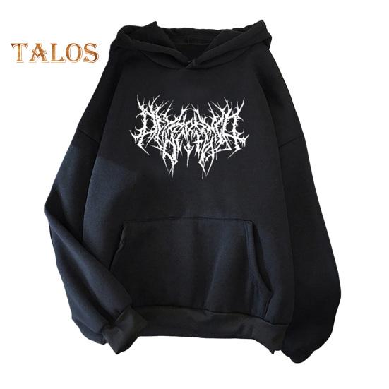 Осень-зима унисекс толстовка с капюшоном затягивающийся эластичный манжет с принтом шипов плотный флис накладной карман свободный длинный рукав свитер теплый топ