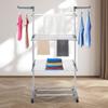 Modern 4 Tiers Metal Clothes Drying Rack Rectangular Folding Rolling Dryer Hanger Free Stand Laundry Organizer Gray/Blue