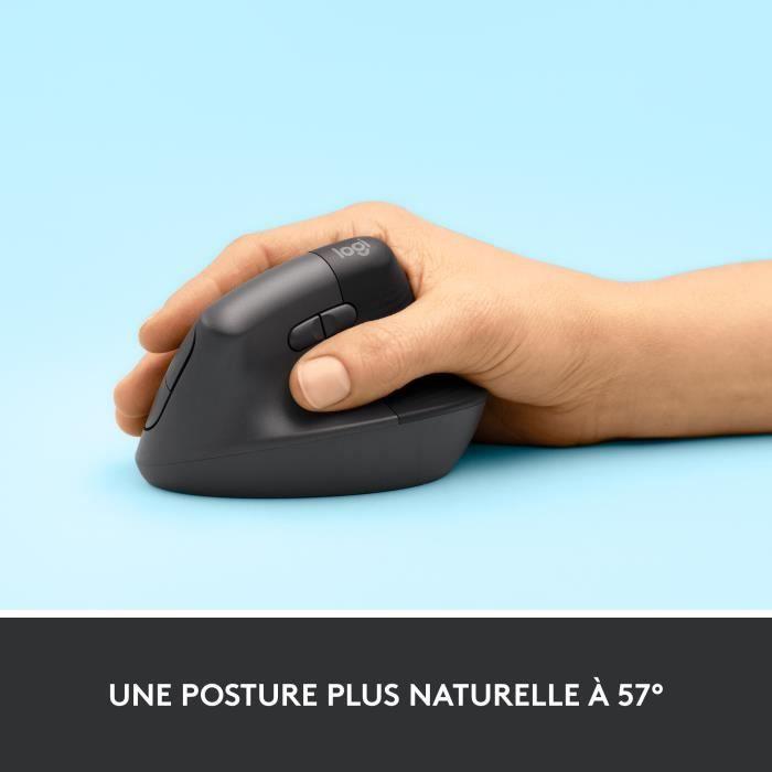 Souris - Sans Fil - Logitech - Lift Ergonomique Verticale - Graphite - Droitier