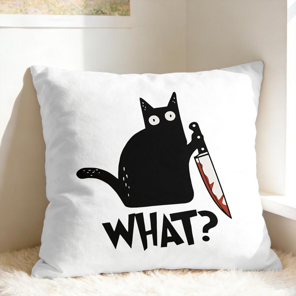 Black Cat Pillow Case Comfy Pillow Cover For Sofa Home Decor Retro Trendy Pillowcases
