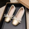 French Xiaoxiangfeng flat-bottomed bow flat-bottomed Mary Jane single shoes women's 2025 spring shallow mouth soft-soled beanie shoes