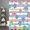 Colorful Striped Flower Shower Curtain, Bathroom Decorative Shower Curtain, Waterproof Shower Curtain with Hooks