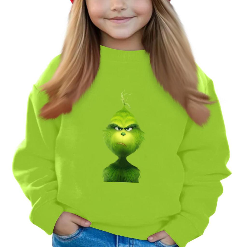 Рождественские пуловеры с круглым вырезом для девочек, детские топы с принтом